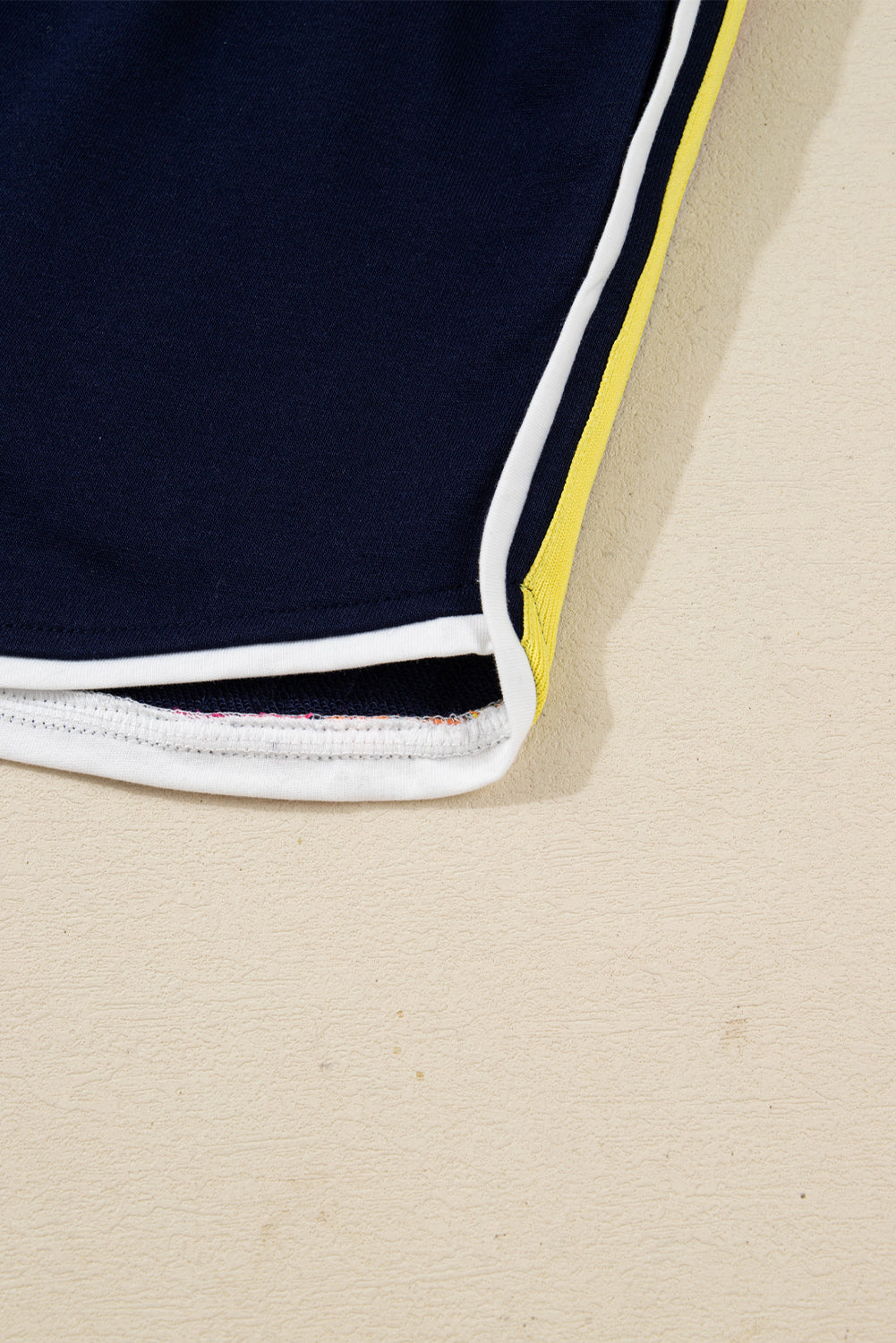 Bluing Colorful Striped Accent Varsity Long Sleeve Pullover and Shorts Matching Set Two Piece Sets 4d6dbd82bfb0ab49