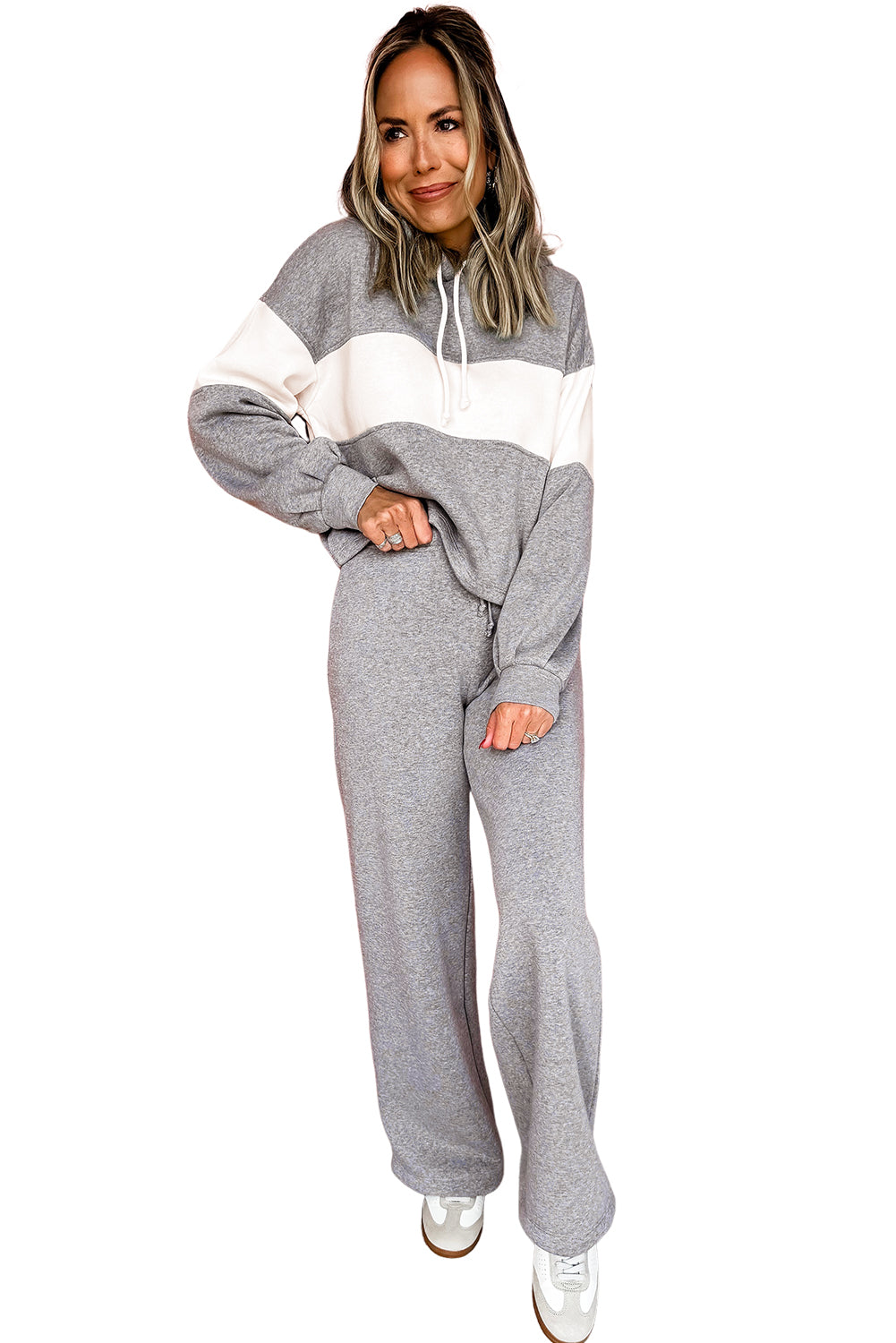 High Rise Colorblock Hoodie Drawstring High Waist Pants Set Two Piece Pants Sets 4d8a915c39a4c291