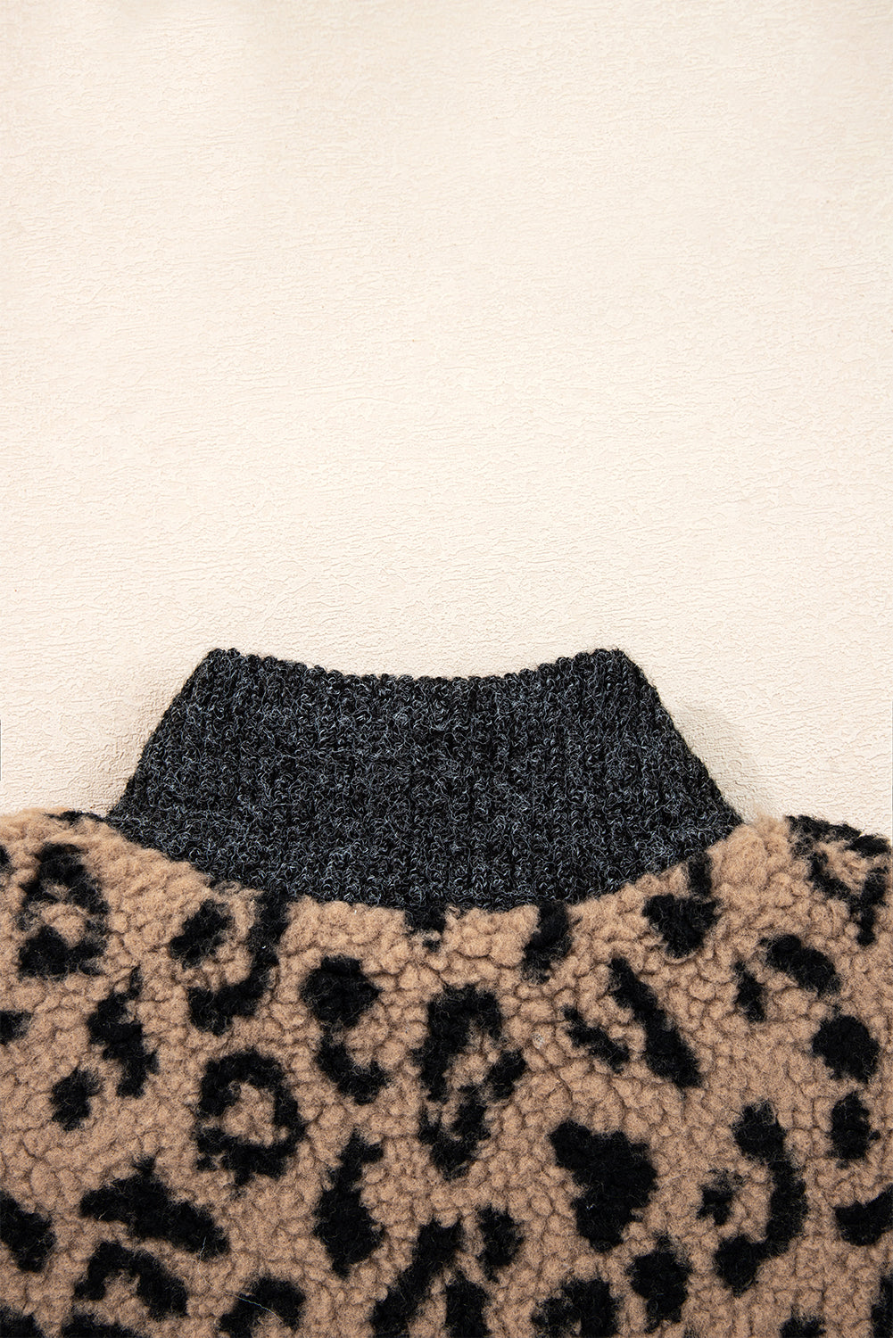 Khaki Leopard Print Zip Up Stand Neck Side Pocket Jacket Jackets 4db13ac34b14fa46