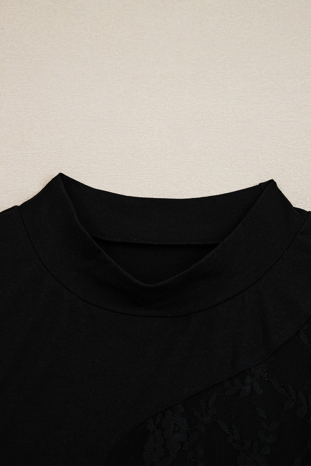 Black Plus Size Lace Patchwork Asymmetric Long Sleeve Top Plus Size Tops 4f0eb2e93d11529d