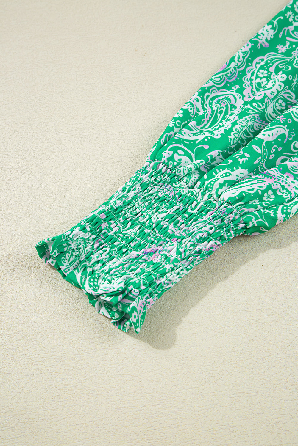 Green Paisley Print Long Sleeve Button Front Tied Waist Mini Dress Short Dresses 51ff0c8fec0ed29f