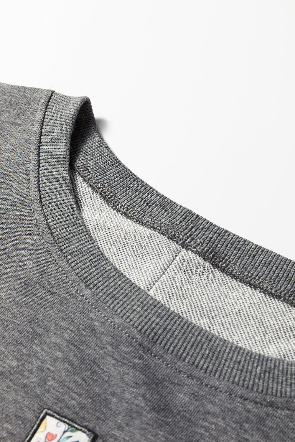 Dark Grey Floral LOVE Graphic Patchwork Uneven Hem Sweatshirt Sweatshirts & Hoodies 5441c7b5240989fa