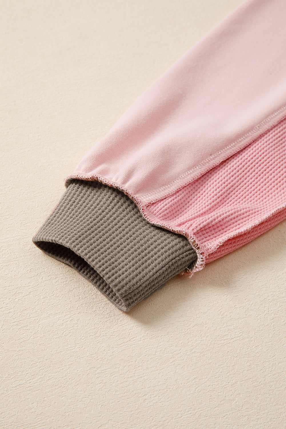 Smoke Green Colorblock Waffle Patchwork Oversize Sweatshirt Sweatshirts & Hoodies 550649e4cd27afc1