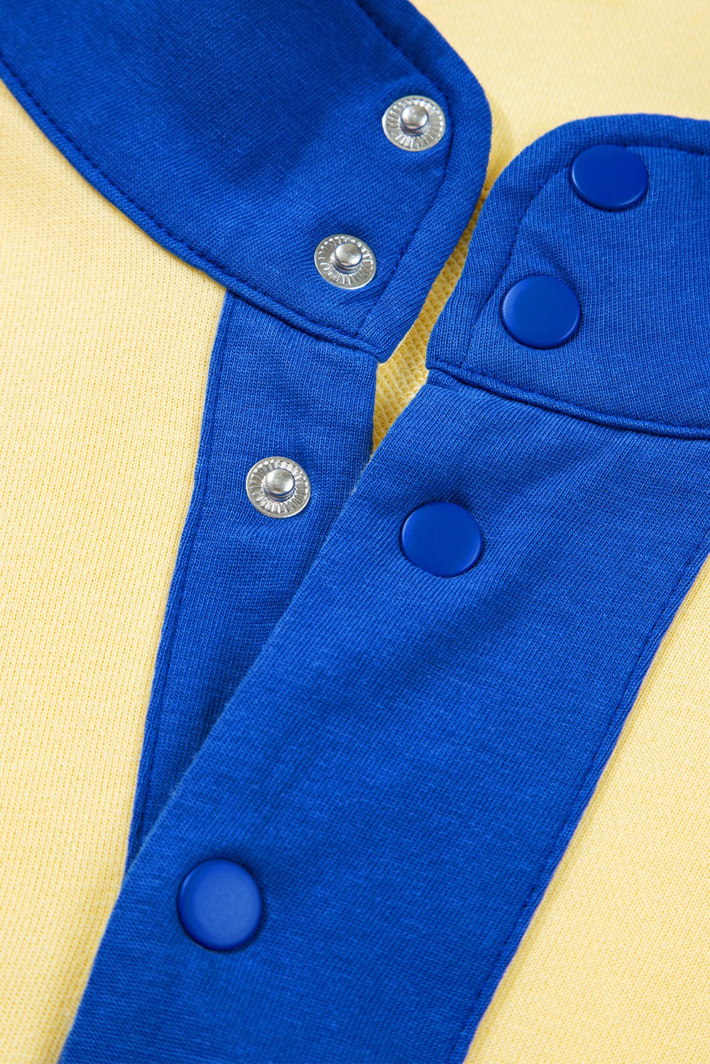 Yellow Colorblock Patchwork Half Button Pullover and Shorts Outfit Two Piece Shorts Sets 55b2ffe86e8a2644