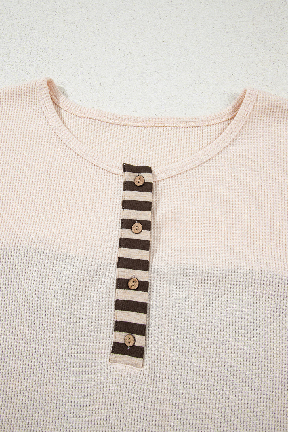 Parchment Plus Size Waffle Striped Plaid Patchwork Henley Pullover Plus Size Tops 58fcdbe33abf4a9c