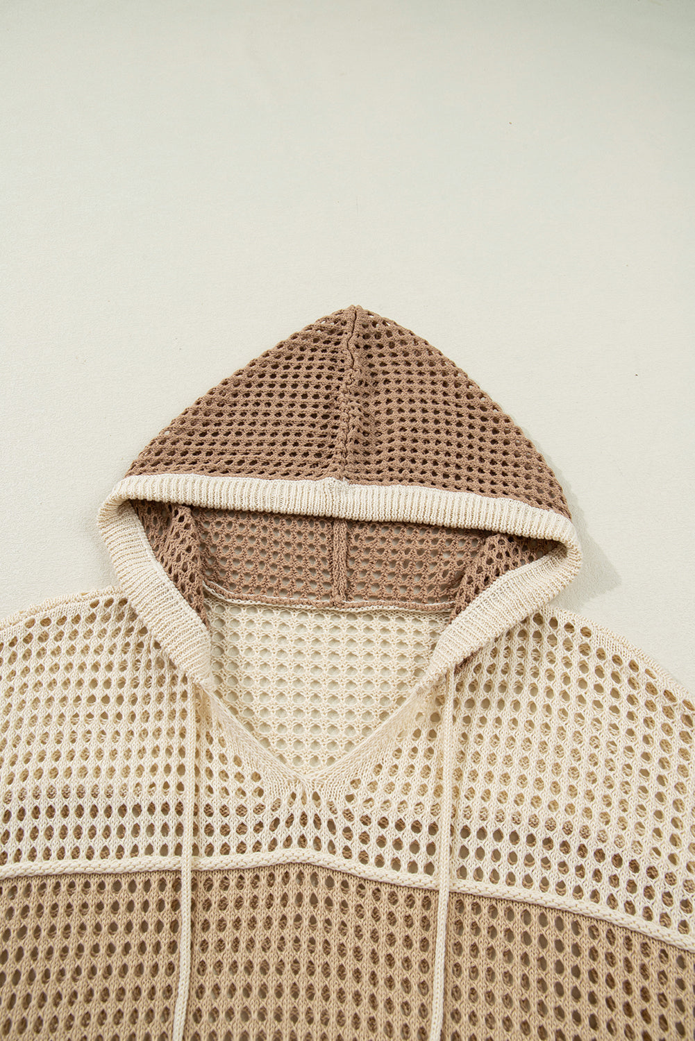 Parchment Colorblock Hollowed Knit Plus Size Hooded Jumper Sweater Plus Size Sweaters & Cardigans 59caa5d67cc7c831