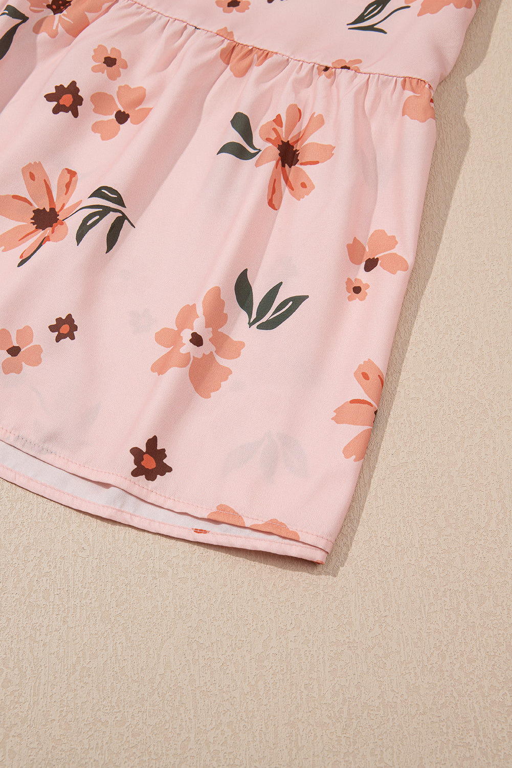 Pink Floral V Neck Smocked High Waist Ruffle Hem Maxi Dress Maxi Dresses 5bc99196c6069089