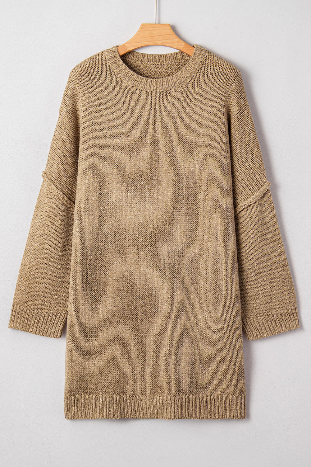 Pale Khaki Oversize Drop Shoulder Slouchy Sweater Dress Sweater Dresses 5e82a0e611950f77