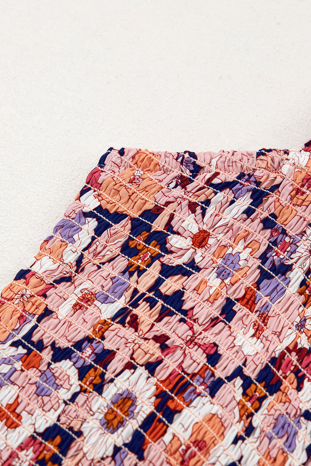 Green Floral Square Neckline Stretch High Waist Jumpsuit Jumpsuits 5f0106551861262a