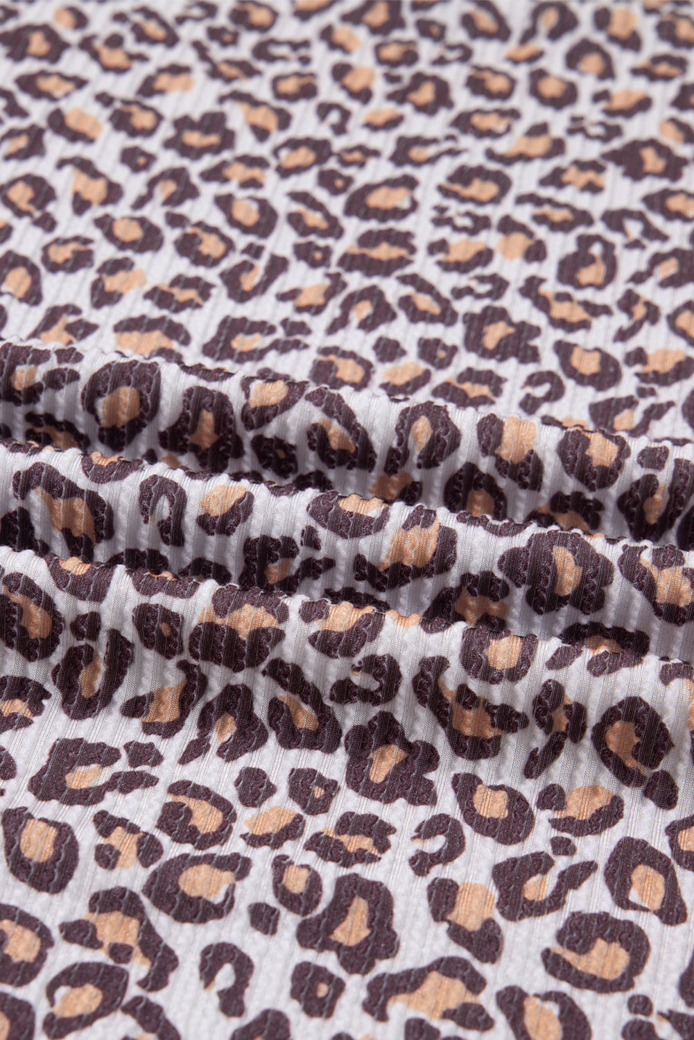 Khaki Leopard Ribbed Long Sleeve Top Drawstring Shorts 2pcs Outfit Short Sets 628420546c7b9d10