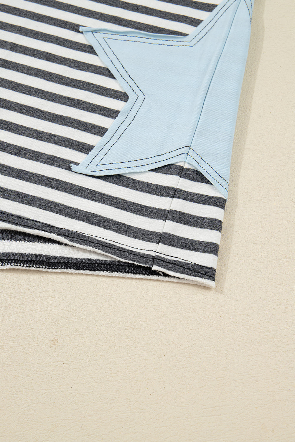 Gray Stripe Contrast Star Stitched Plus Size Long Sleeve Top Plus Size Tops 63a54ff2ab665f4c