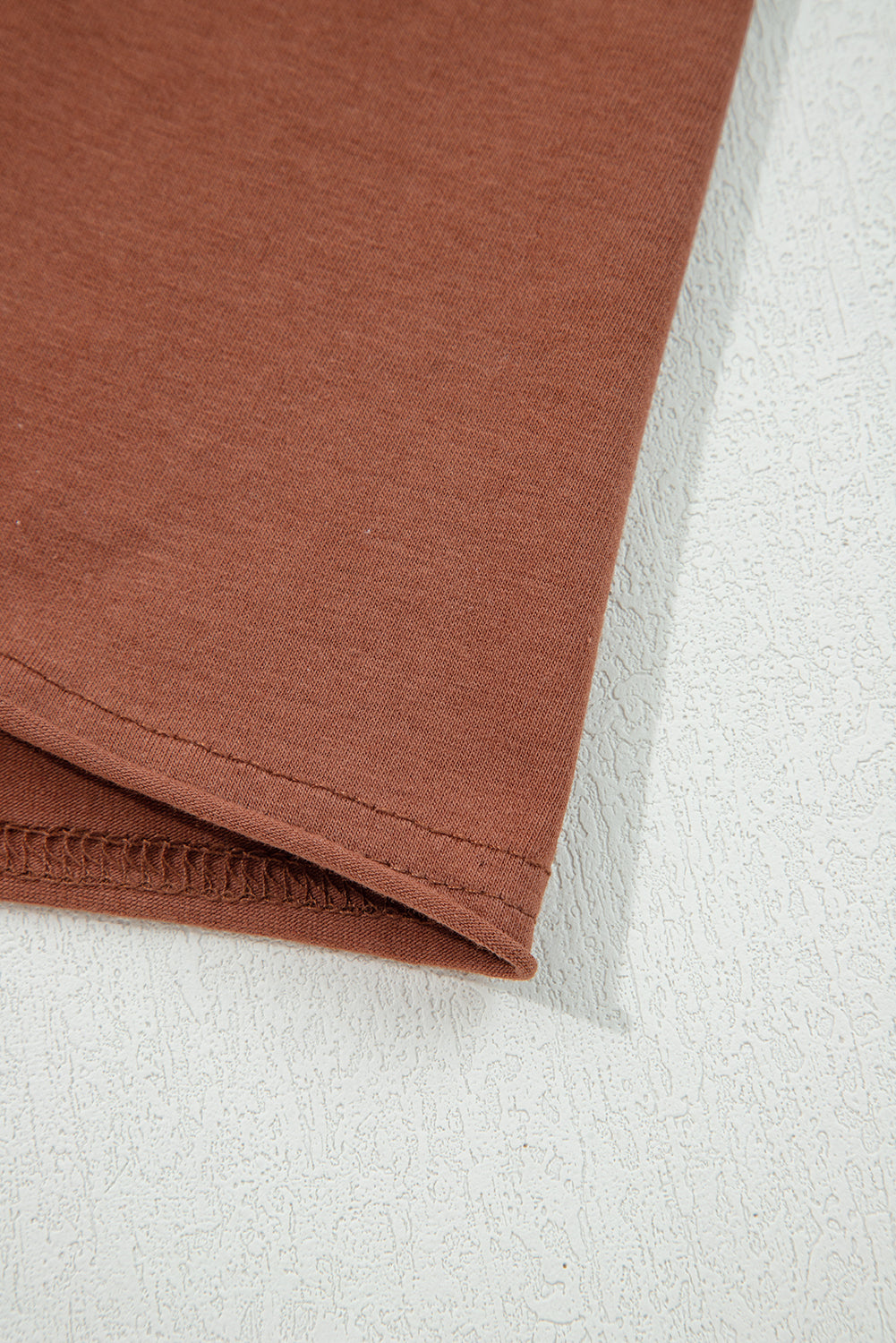 Chestnut Raw Seam Detail Solid Color Long Sleeve Top Long Sleeve Tops 6484ca7c3f19325e