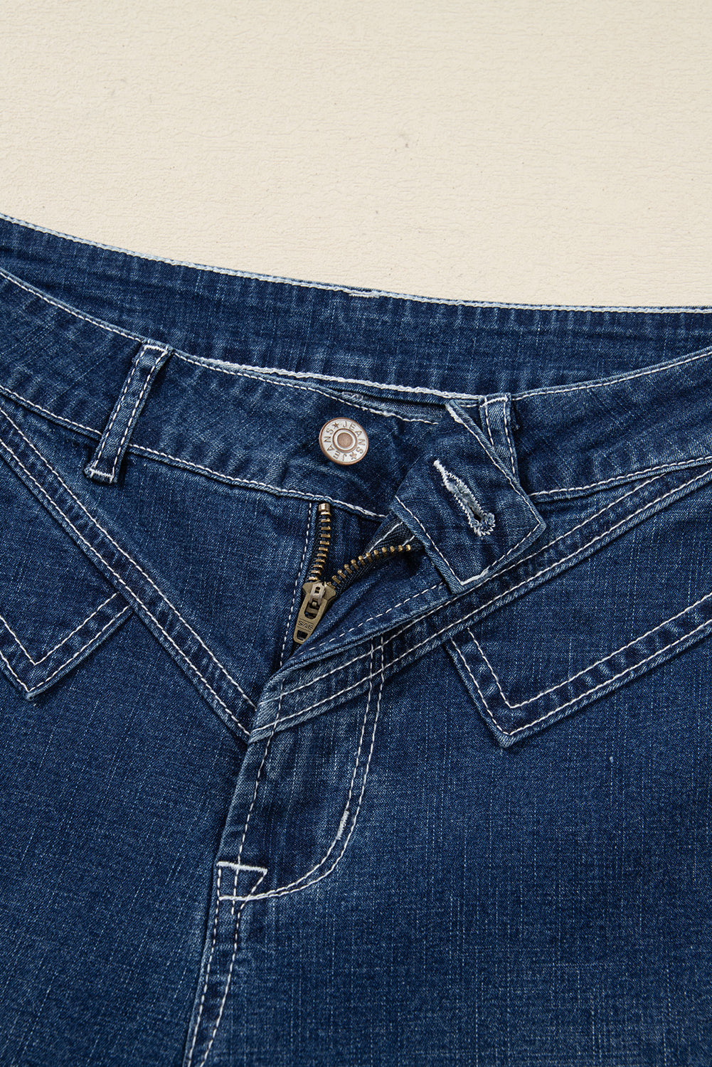 Sail Blue Stitched Waist Detail Cuffed Jeans Jeans 657601a38a39a7c8