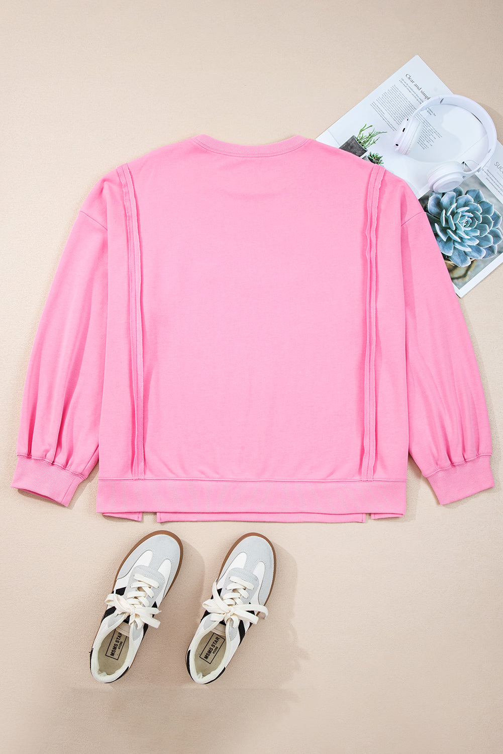 Pink Lace Bow Embroidered Dolman Sleeve Plus Size Sweatshirt Plus Size Tops 665e516ed62e677c