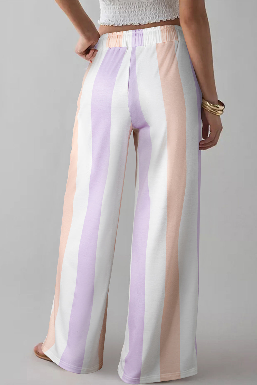 Purple Striped Colorblock High Waist Wide Leg Pants Pants 6818bc9afe98c254