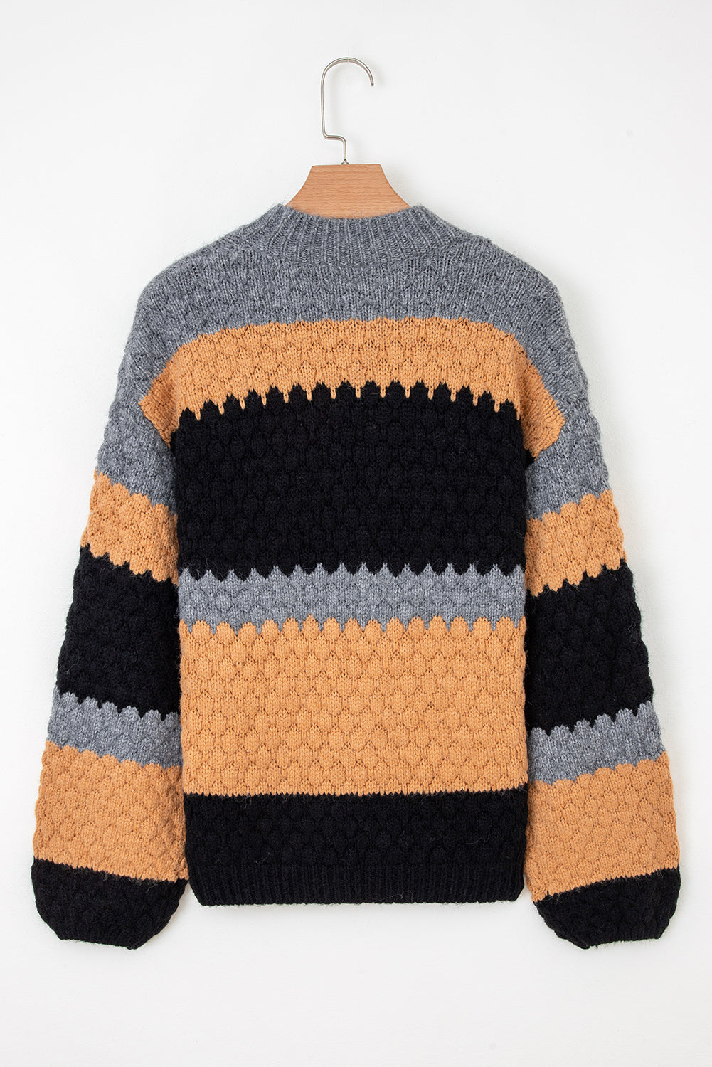 Khaki Colorblock High Neck Baggy Sweater Sweaters 69374ba2d5dc2ffe