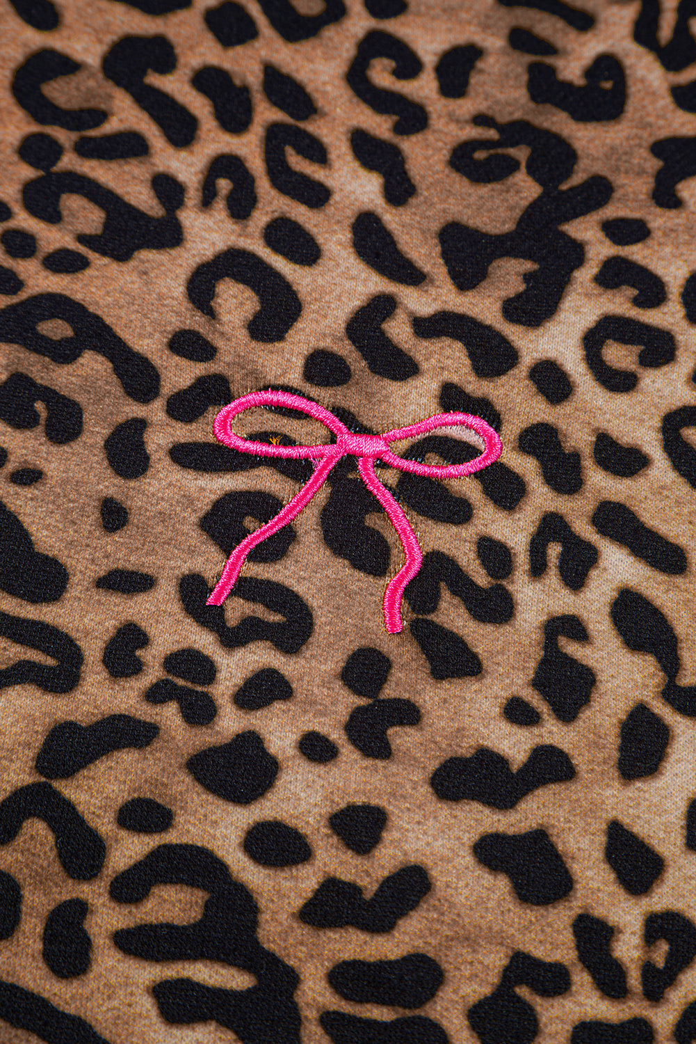 Coffee Allover Leopard Print Contrast Trim Long Sleeve Top and Pants Set Two Piece Pants Sets 69c7e9c2c204ad90