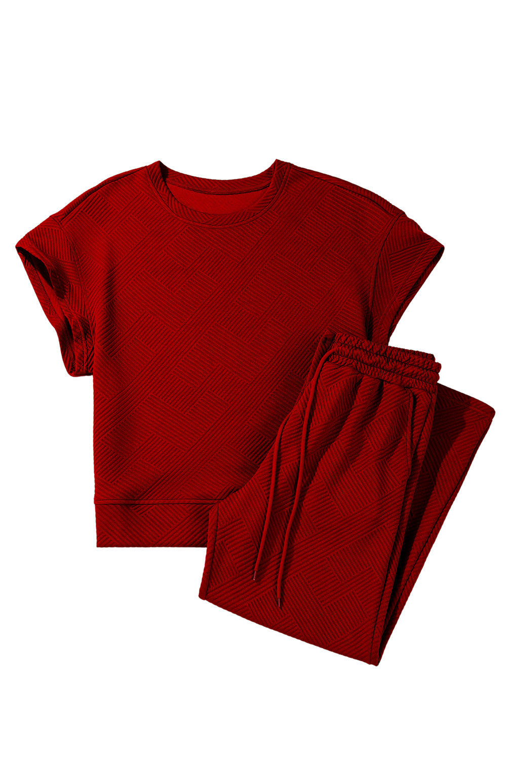 Red Dahlia Textured Loose Fit T Shirt & Drawstring Pants Set Two Piece Pants Sets 6a0ebc8d212e0ae1