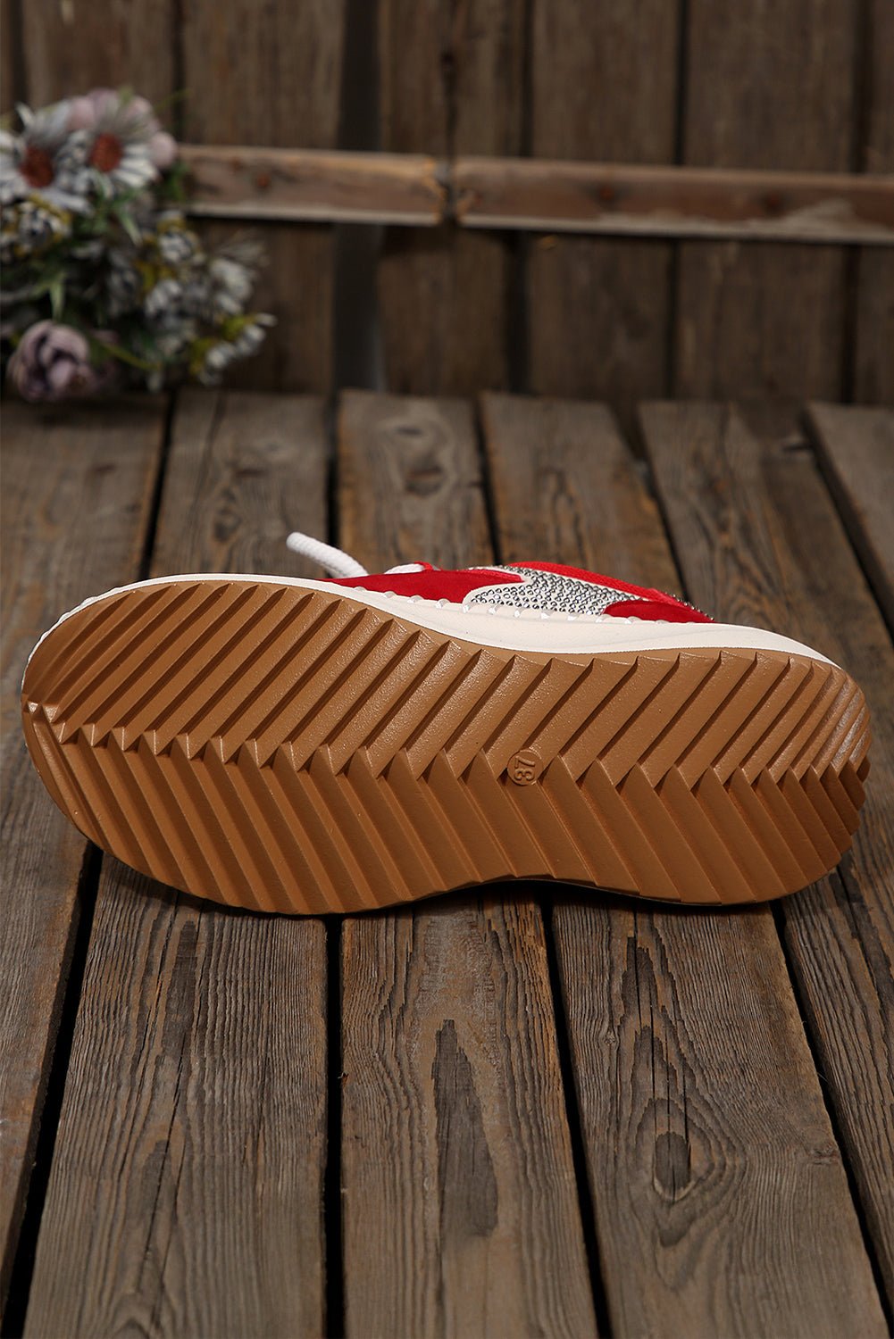 Fiery Red Rhinestone PU Leather Platform Casual Sneakers Sneakers 6c0746edfdd02198