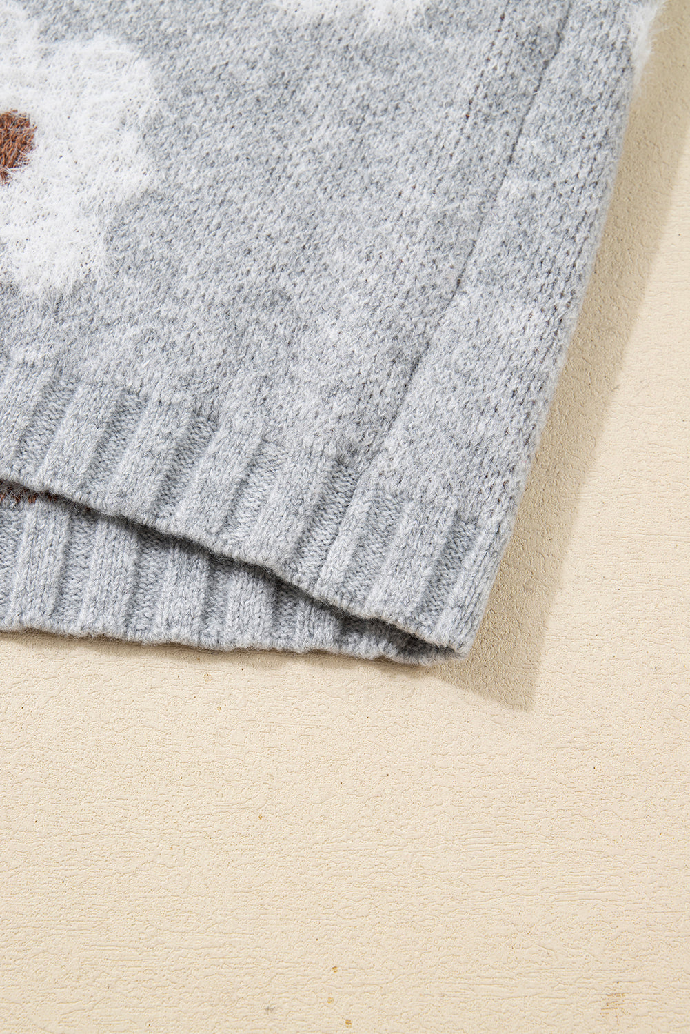 Gray Cute Flower Print V Neck Drop Shoulder Baggy Sweater Sweaters 6cde958d4d5af100