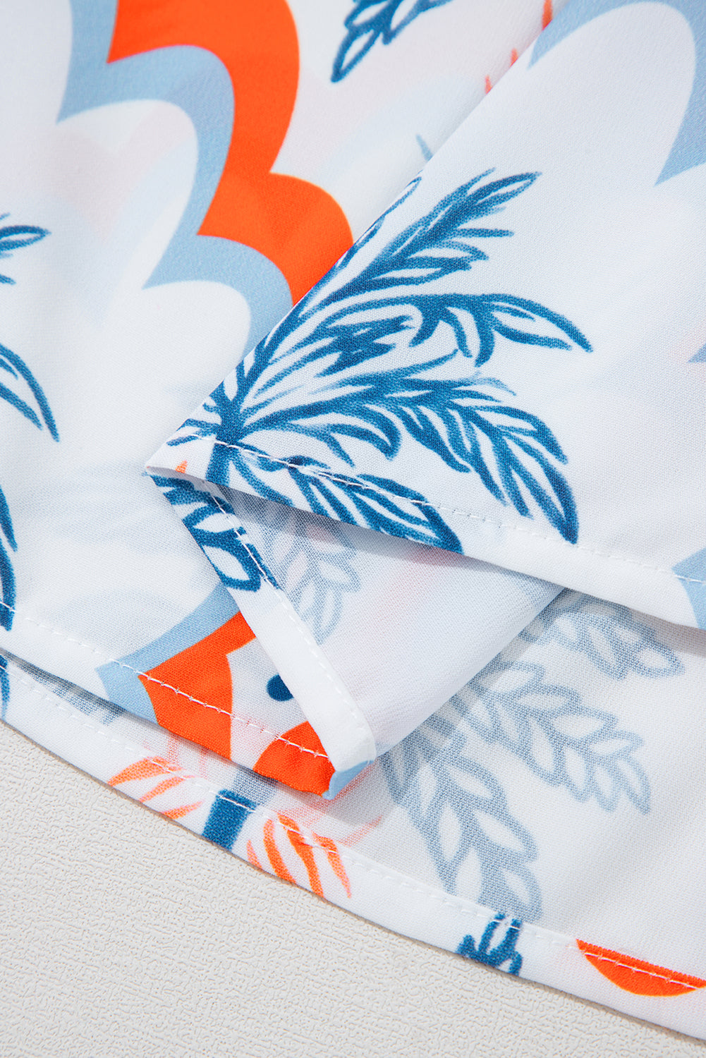 Orange Palm Tree Print Short Sleeve Flowy Dress Short Dresses 6dbee99db4bb39ff