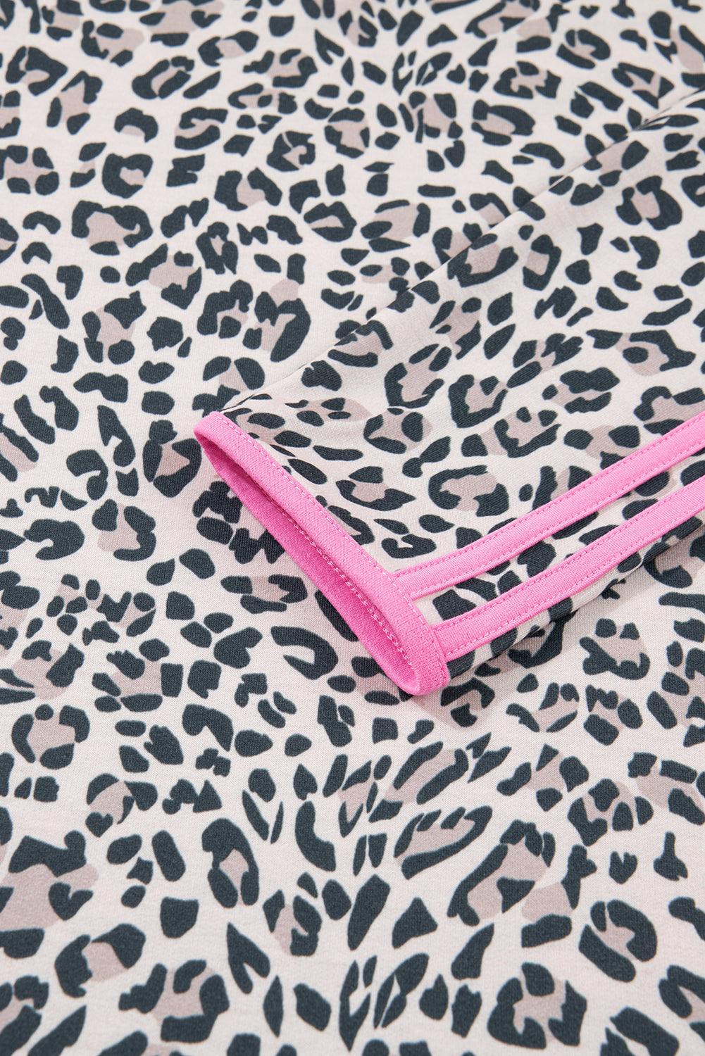 Khaki Leopard Print Contrast V Neck Varsity Stripe Detail Long Sleeve Top Long Sleeve Tops 6f25acf586dba651