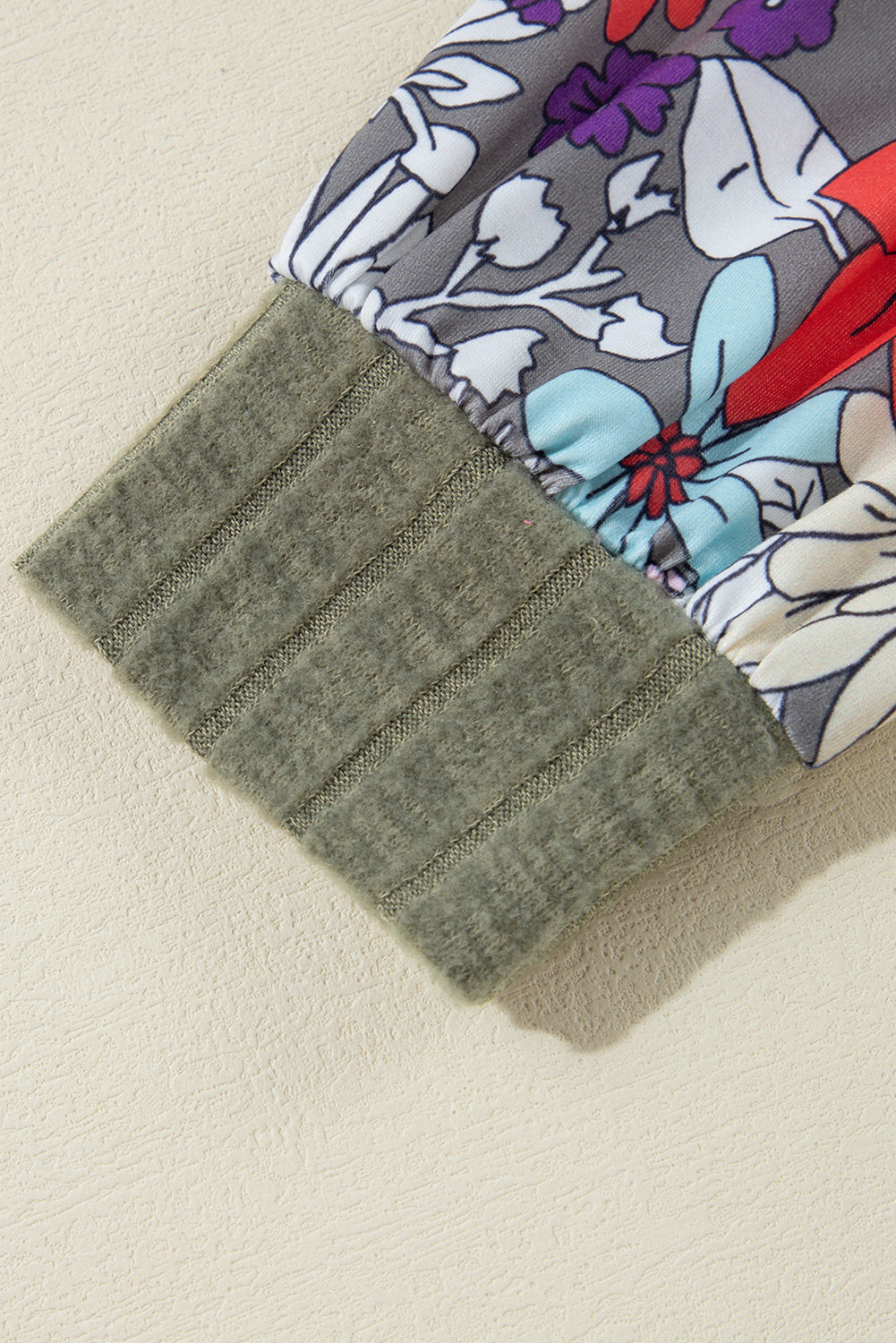 Laurel Green Floral Patchwork Raglan Sleeve Ribbed Blouse Long Sleeve Tops 725a3b72b787c7be