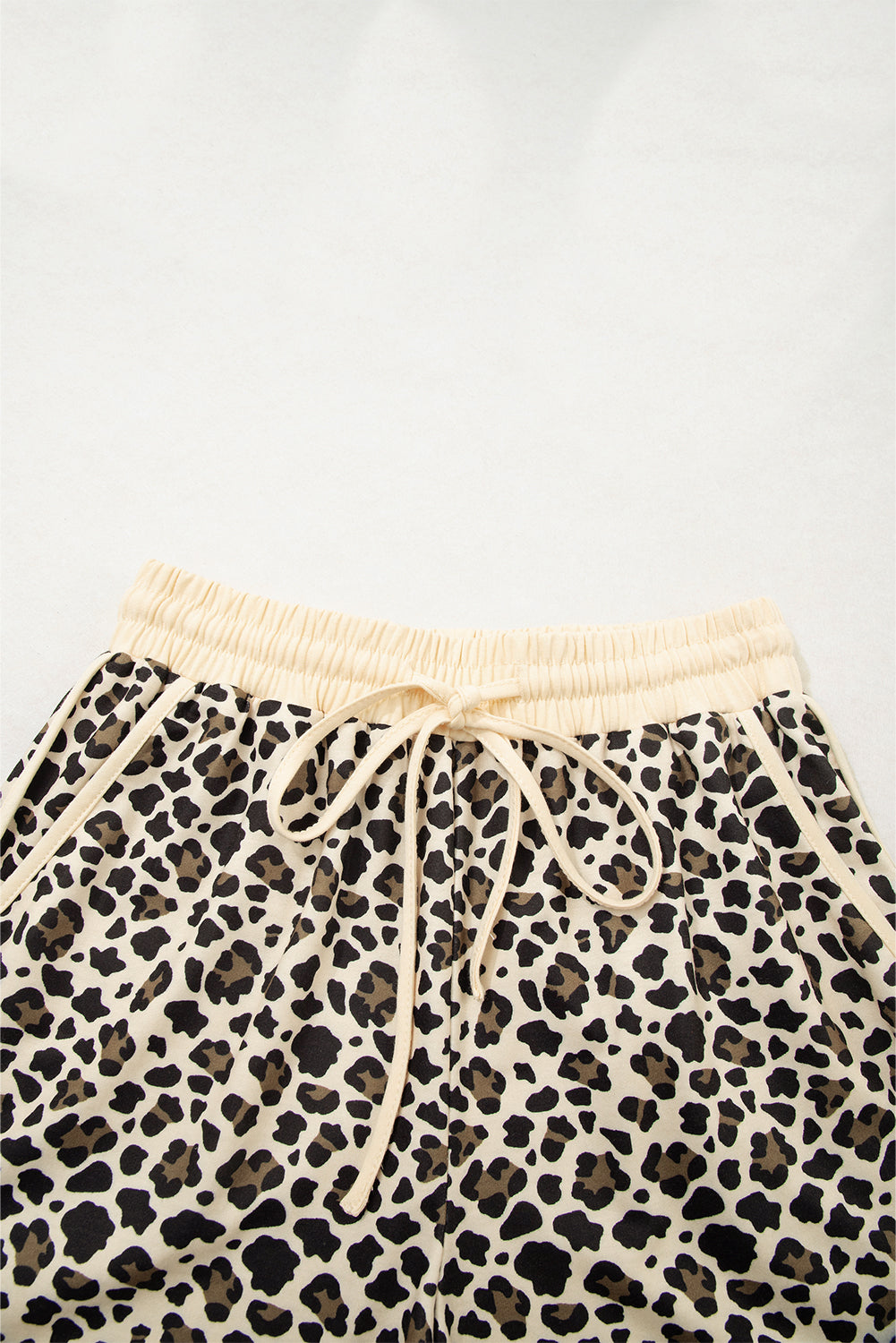 Brown Leopard Print Contrast Trim Two Piece Shorts Set Two Piece Shorts Sets 753eae428c9fc499