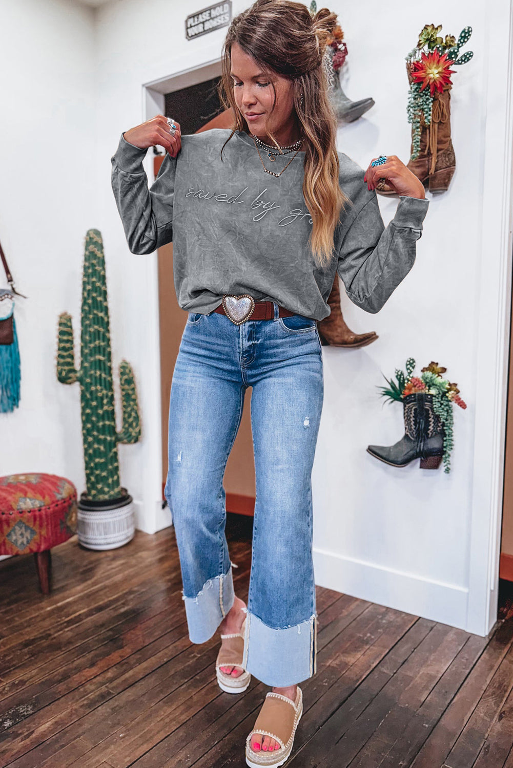 High-rise saved by grace Letter Embroidery Mineral Wash Loose Sweatshirt Sweatshirts & Hoodies 75b7de75d2026aa1