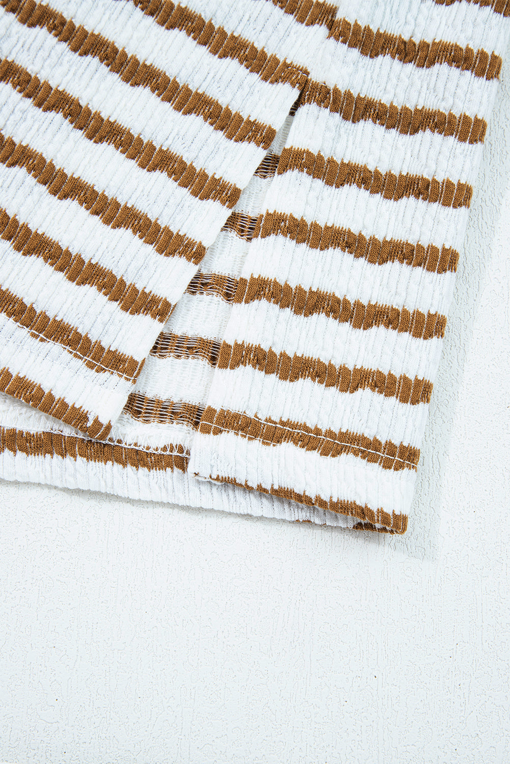 Khaki Stripe Plus Size Loose Pullover Drawstring Elastic Waist Wide Leg Pants Set Plus Size Matching Sets 77ac77811b79cf46