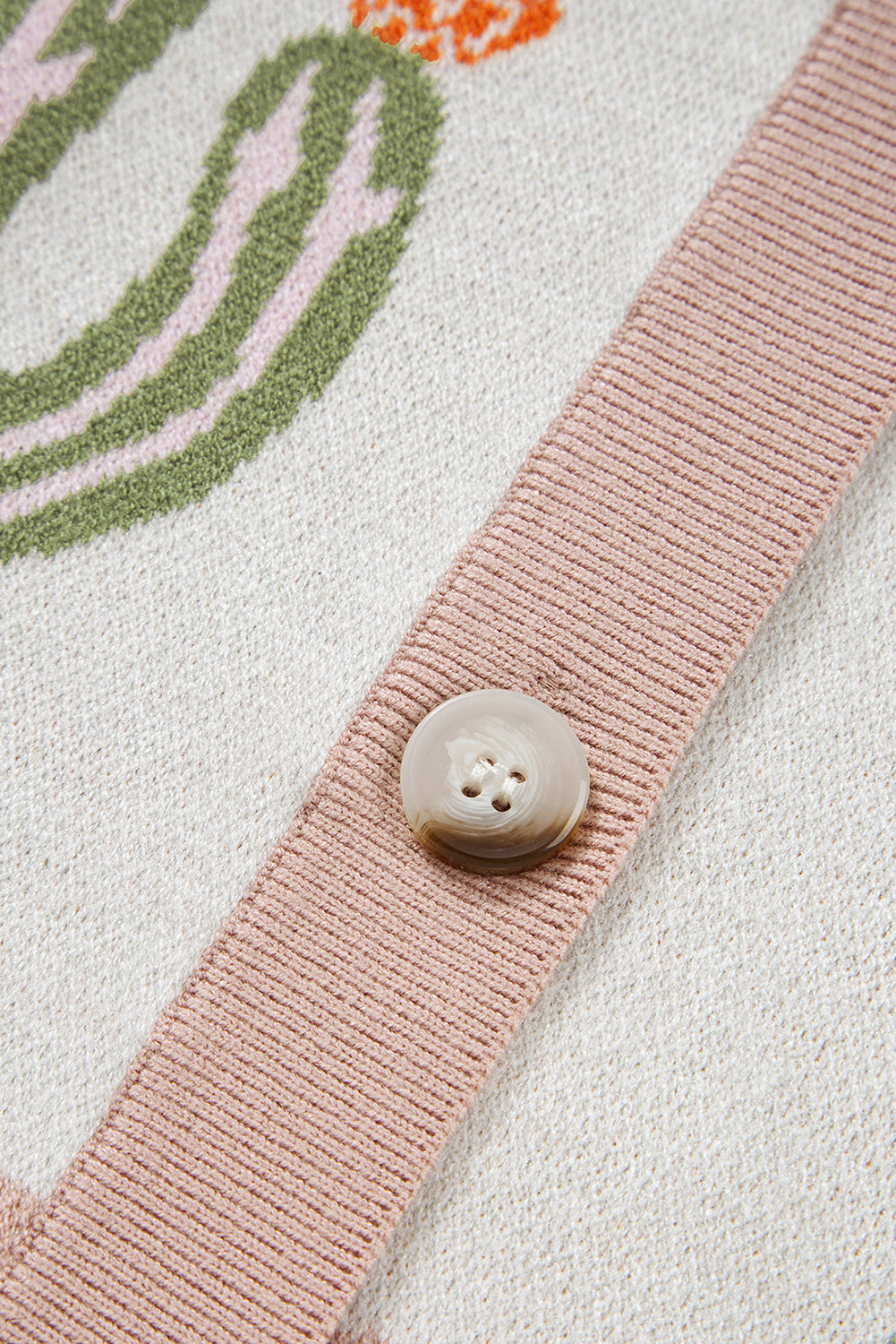 Apricot Cactus Pattern Button Front Knit Cardigan Cardigans 790bdba71dcef558