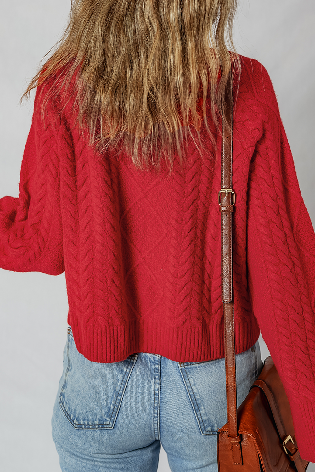 Fiery Red Cable Knit Baggy Sweater Sweaters 79c70d81a9051c9f