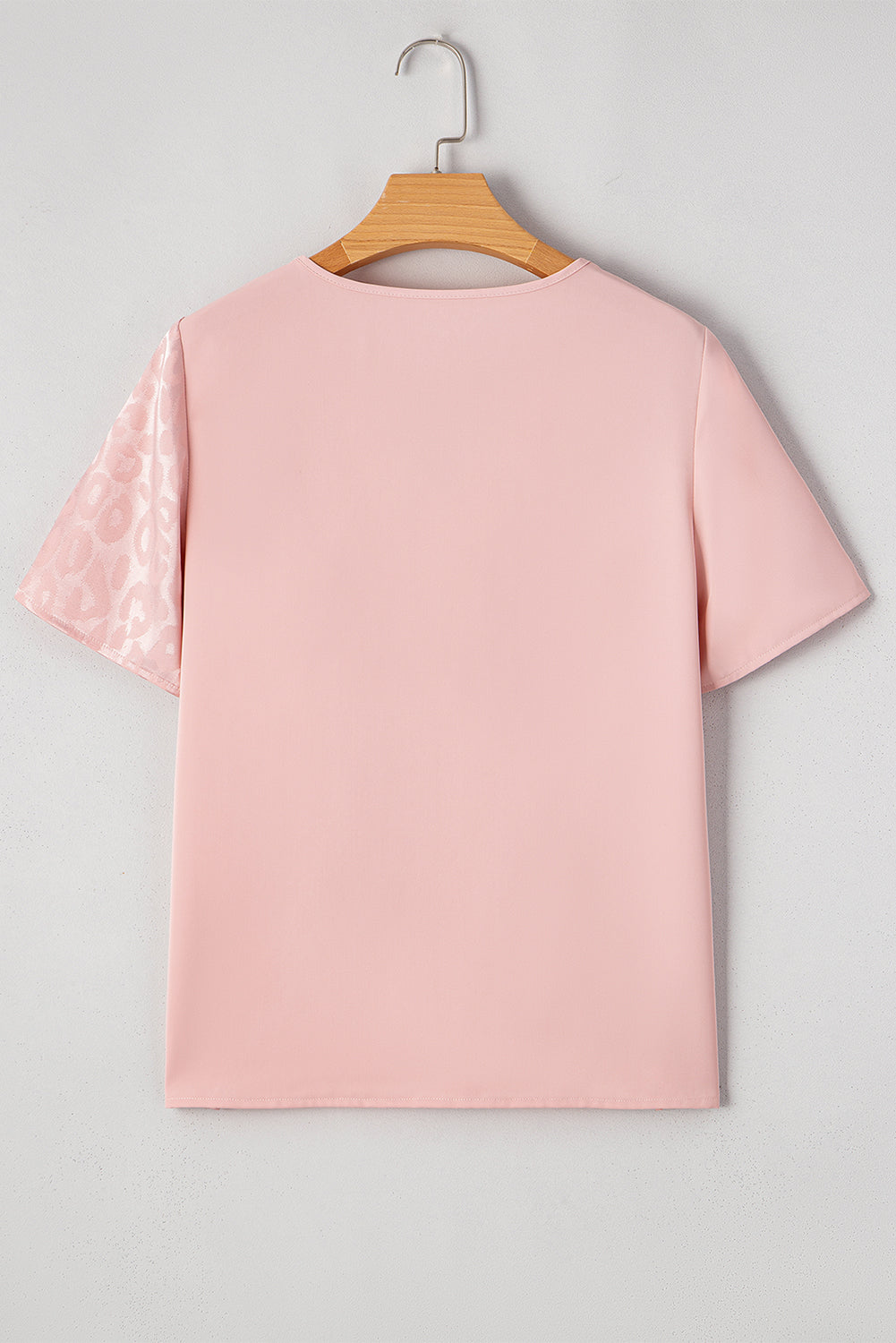 Apricot Pink Leopard Patchwork Cross Strappy V Neck Blouse Blouses 7b41ffbffafbca2b