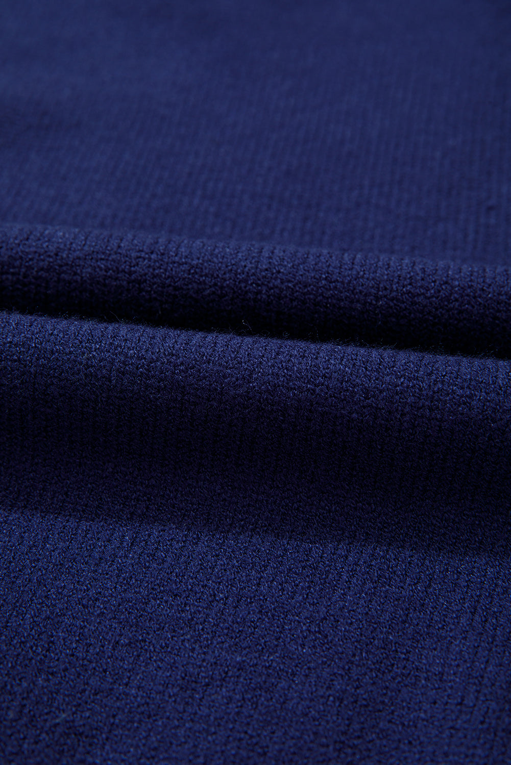 Navy Blue Mix Texture Knit Eyelet Detail Casual Sweater Sweaters 7c598c60fa4219a2