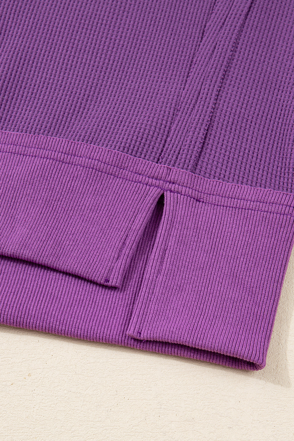 Orchid Mist Solid Color Raw Seam Patchwork Ribbed Drop Shoulder Sweatshirt Sweatshirts & Hoodies 7c5ed6918f516e64