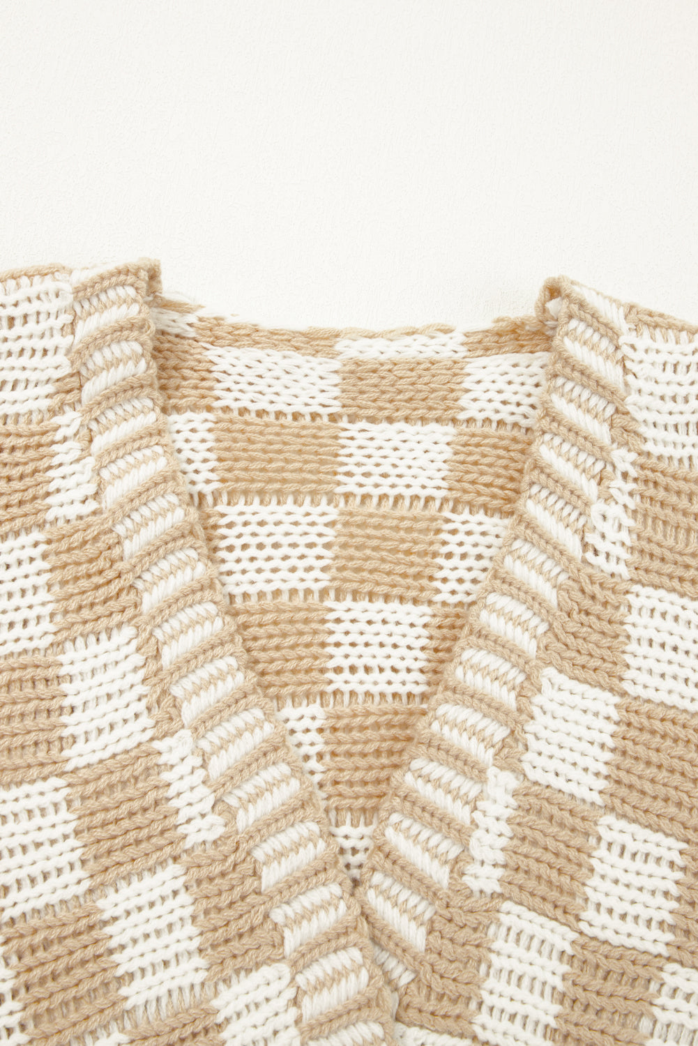 Orchid Petal Colorblock Checked Open Front Knitted Cardigan Cardigans 7ce30235eabee067