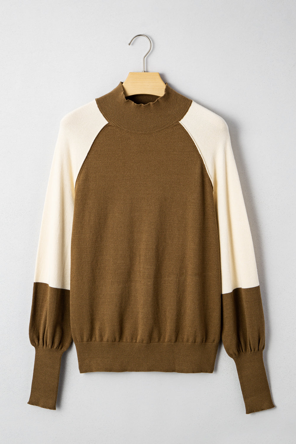 Desert Palm Colorblock Raglan Puff Sleeve Mock Neck Sweater Sweaters 7d4d35ff0c0ab24f