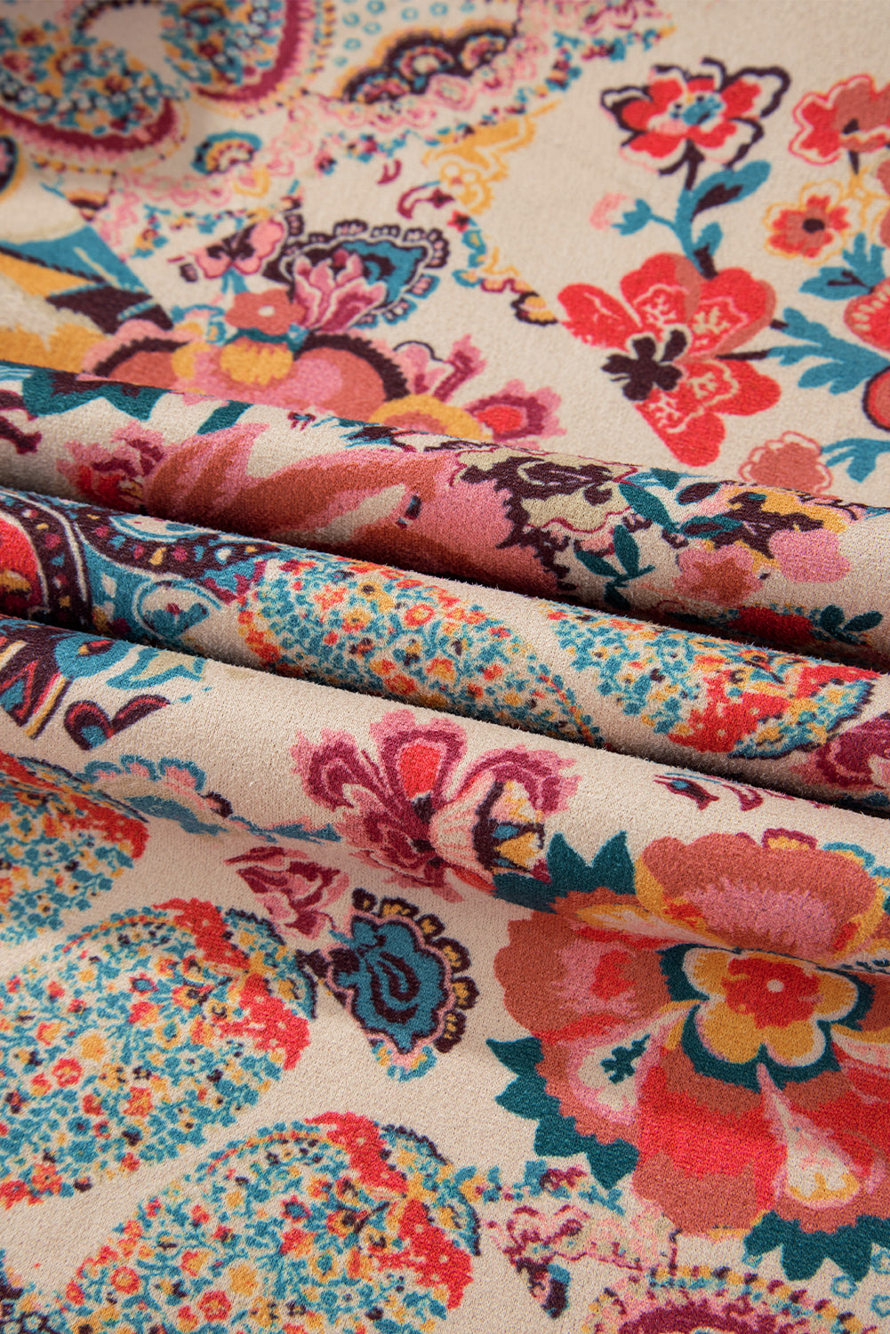 Beige Vintage Paisley Floral Printed Sherpa Lined Hooded Jacket Jackets 7d61be0c392a1edb