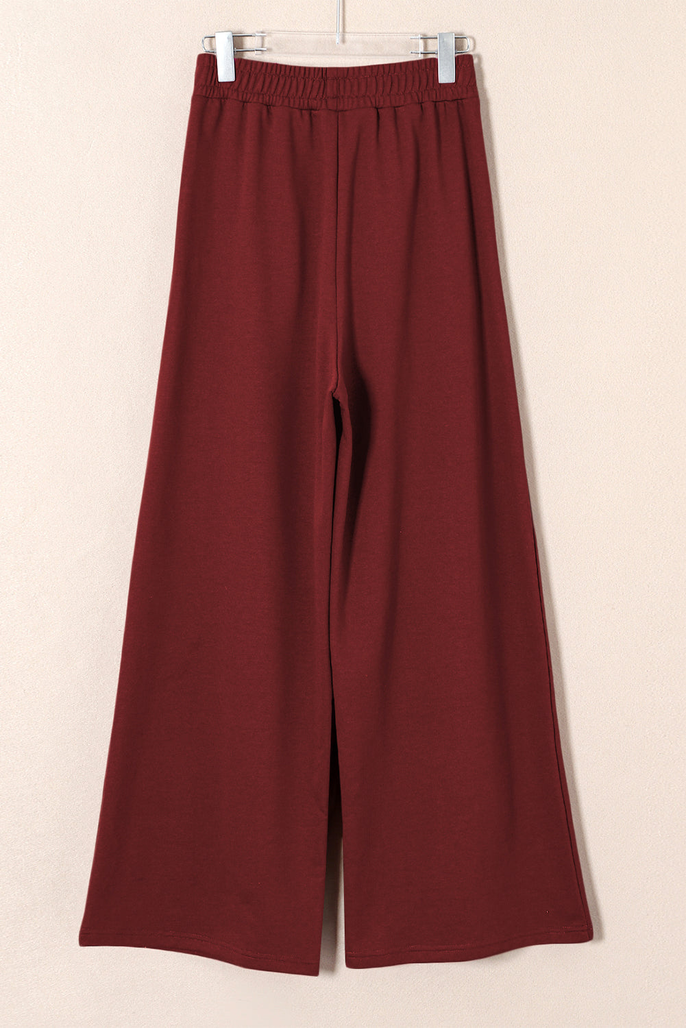 Burgundy Tied Elastic High Waist Pleated Detail Solid Sweatpants Pants & Culotte 8017e9ae88cf71c3