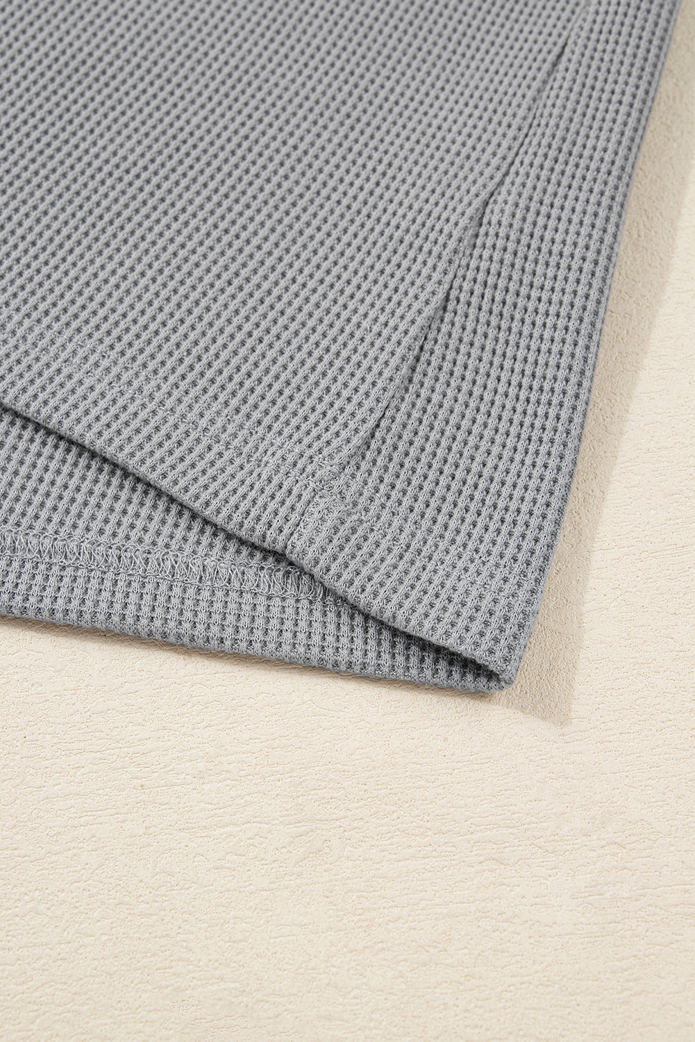 Gray Mixed Waffle Knit Patchwork Henley Plus Size Hoodie Plus Size Tops 80ce21cce94b0a81