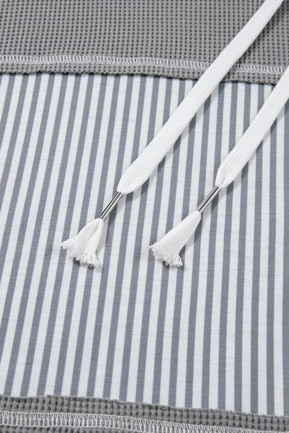 Gray Mixed Waffle Knit Patchwork Henley Plus Size Hoodie Plus Size Tops 813018c380466ff0