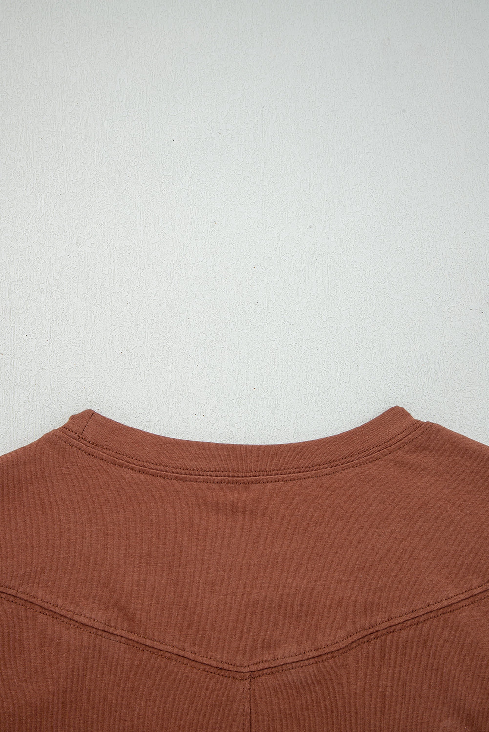 Chestnut Raw Seam Detail Solid Color Long Sleeve Top Long Sleeve Tops 81873249ee366adf
