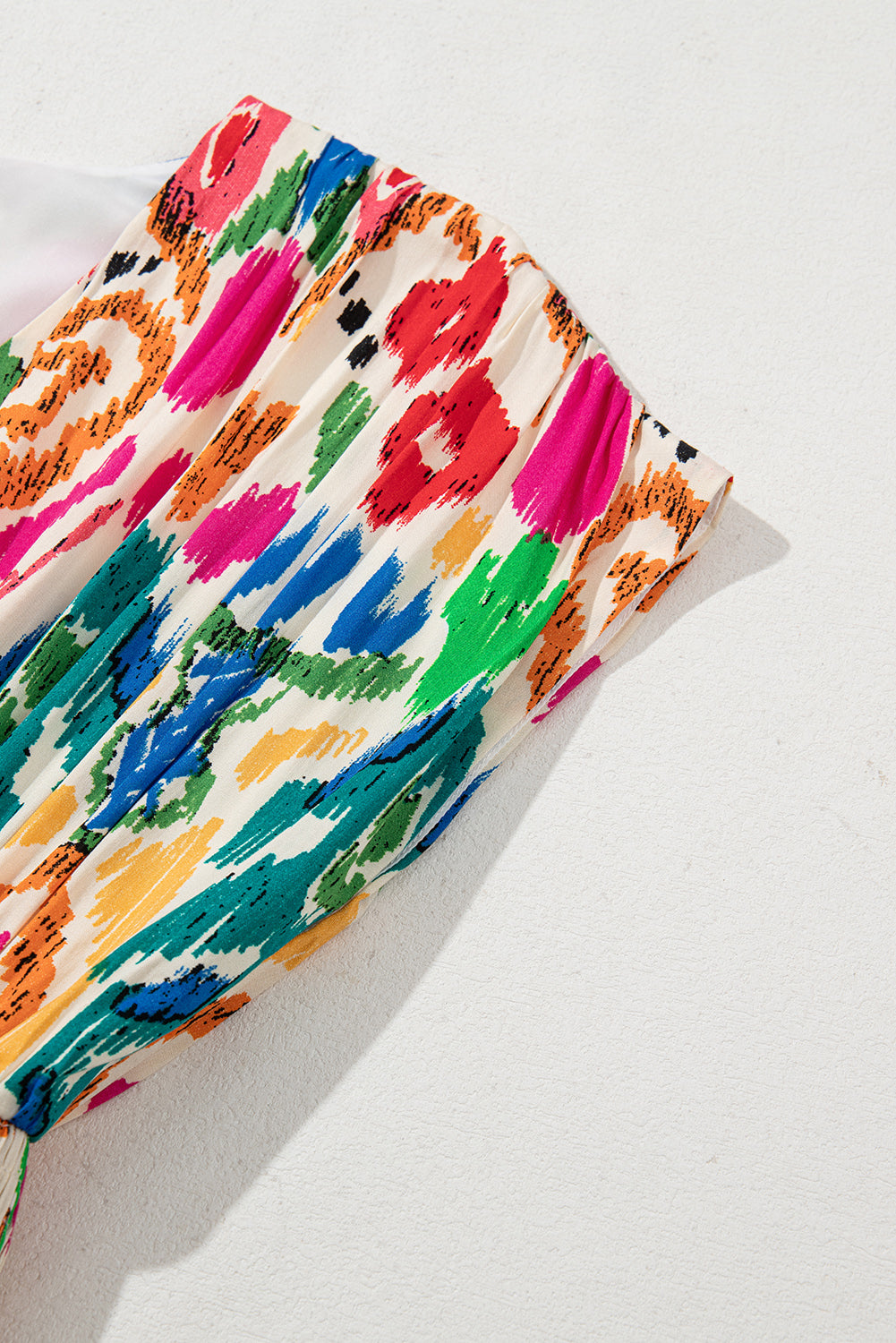 Sky Blue Abstract Print V Neck Dolman Sleeve Ruffle Tiered Mini Dress Short Dresses 81f9f19862d65a7b