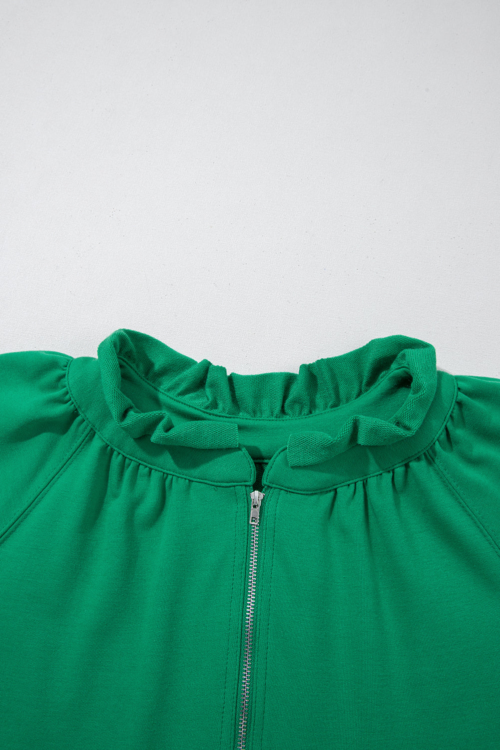 Pink Half Zip Puff Sleeve Top and Ruffle Shorts Set Two Piece Shorts Sets 842111deb9ca6454