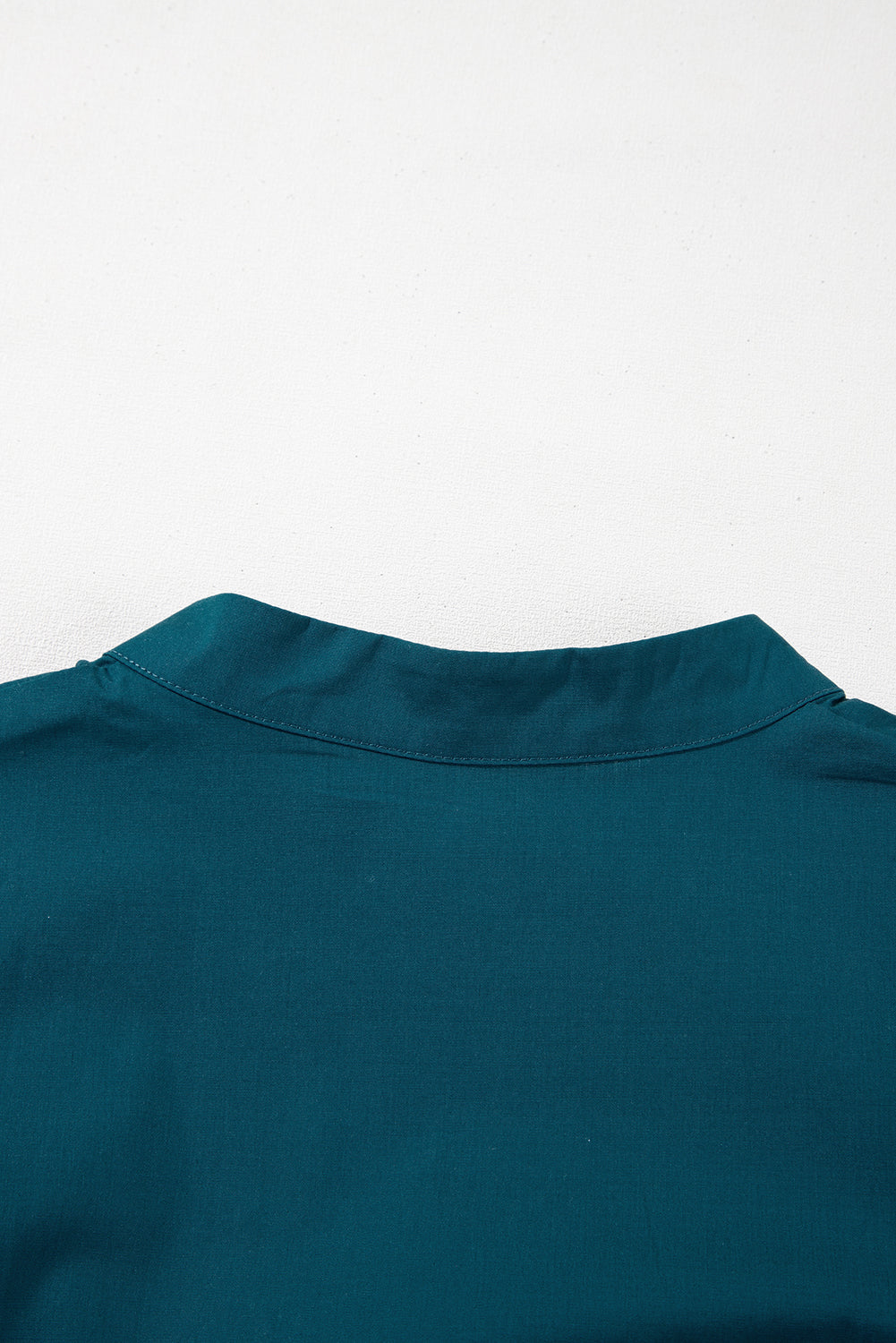 Blue Sapphire Puff Sleeve Pleated Pop of Color Neckline Dress Short Dresses 844df14bfe953638