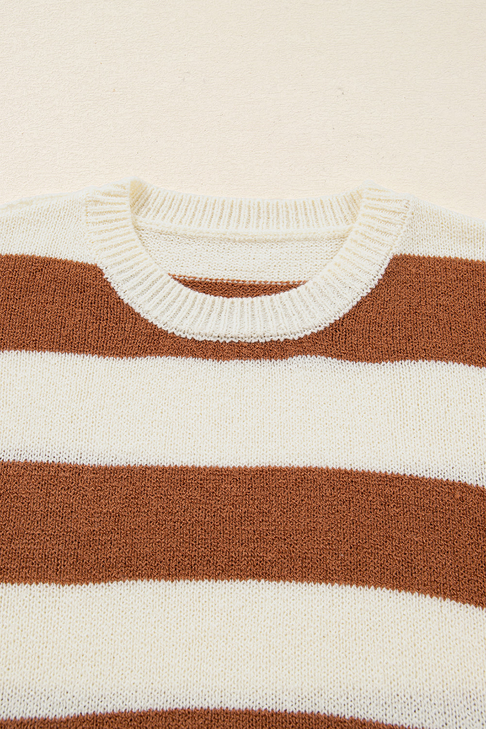 Brown Stripe Drop Shoulder Sleeve Patchwork Baggy Sweater Sweaters 848e2584c9b5882d