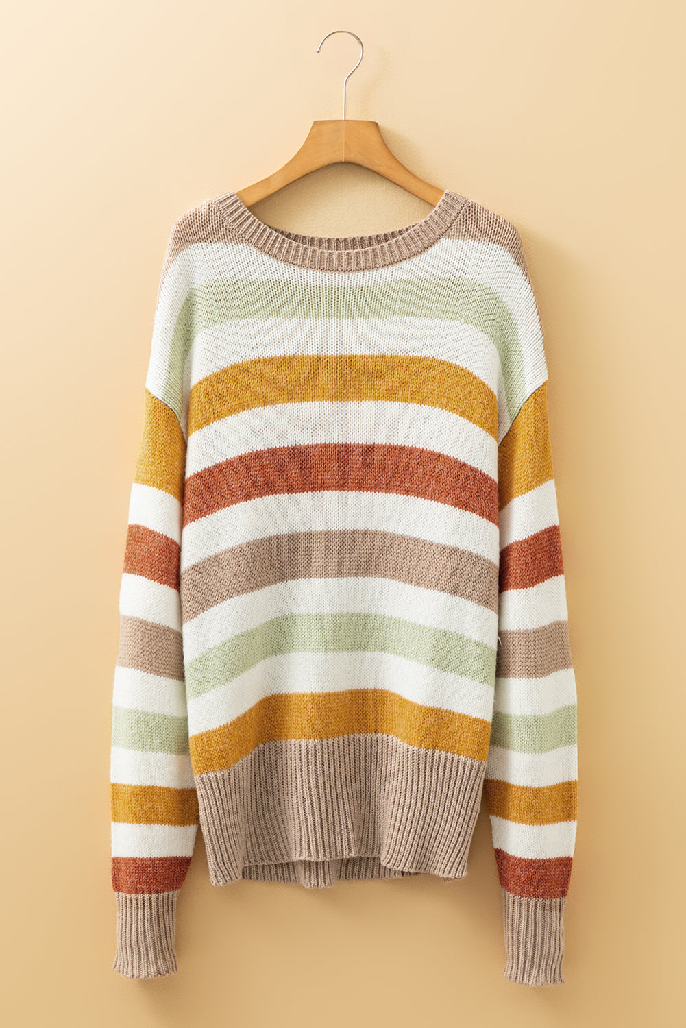 Multicolour Colorblock Drop Shoulder Crew Neck Sweater Sweaters 85b4c18b67ae37de