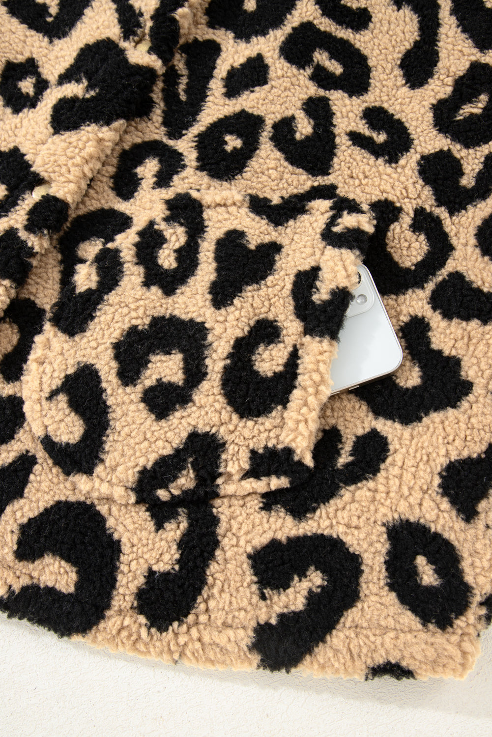 Khaki Leopard Sherpa Button Front Collared Plus Size Vest Jacket Plus Size Outerwear 869af9472e734bee