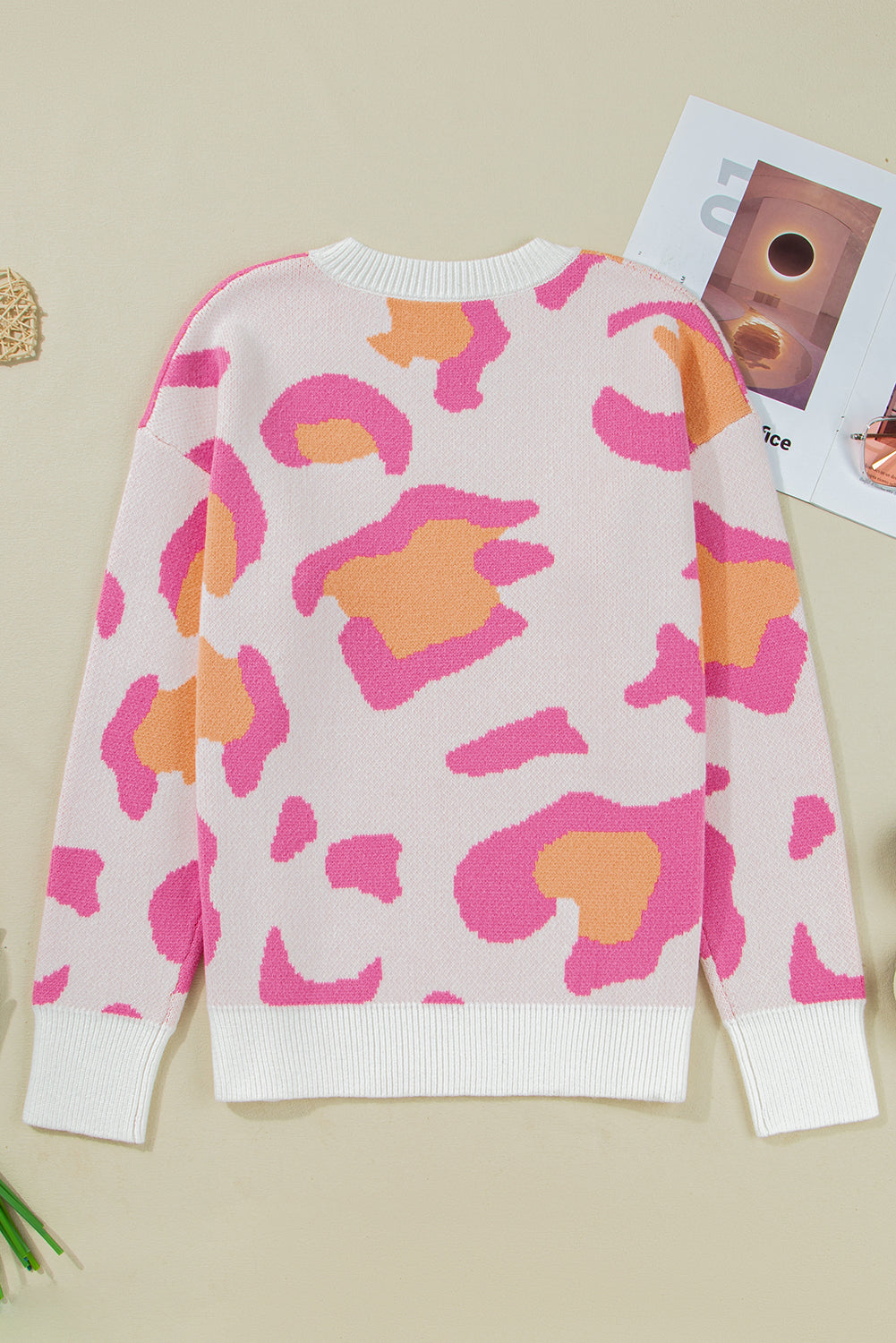 Sachet Pink Cheetah Colorblock Sweater Sweaters 8854298260858176