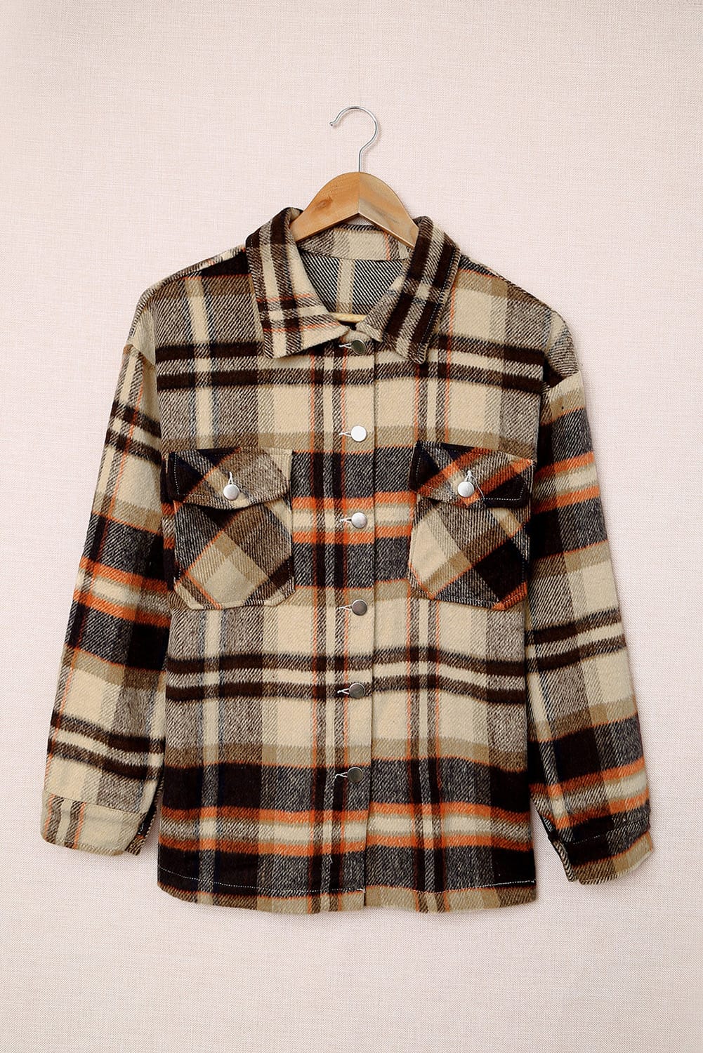 Multicolor Plaid Casual Button Up Flannel Shacket Jackets 8a85ebdb86e9da03
